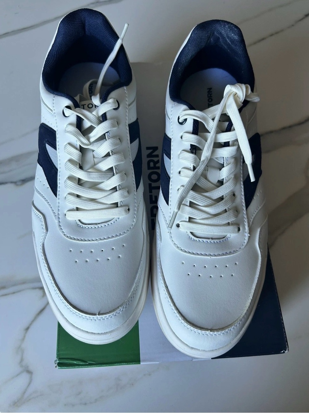 Tretorn White & Navy Low-Top Lace-Up Sneakers for Men